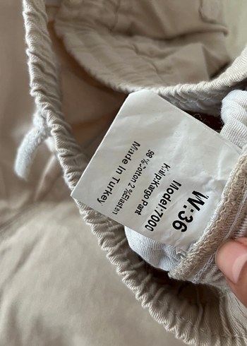 Beli lastikli Bej Keten Kadın Pantolon 40 bedene kadar uyumlu - Görsel 2