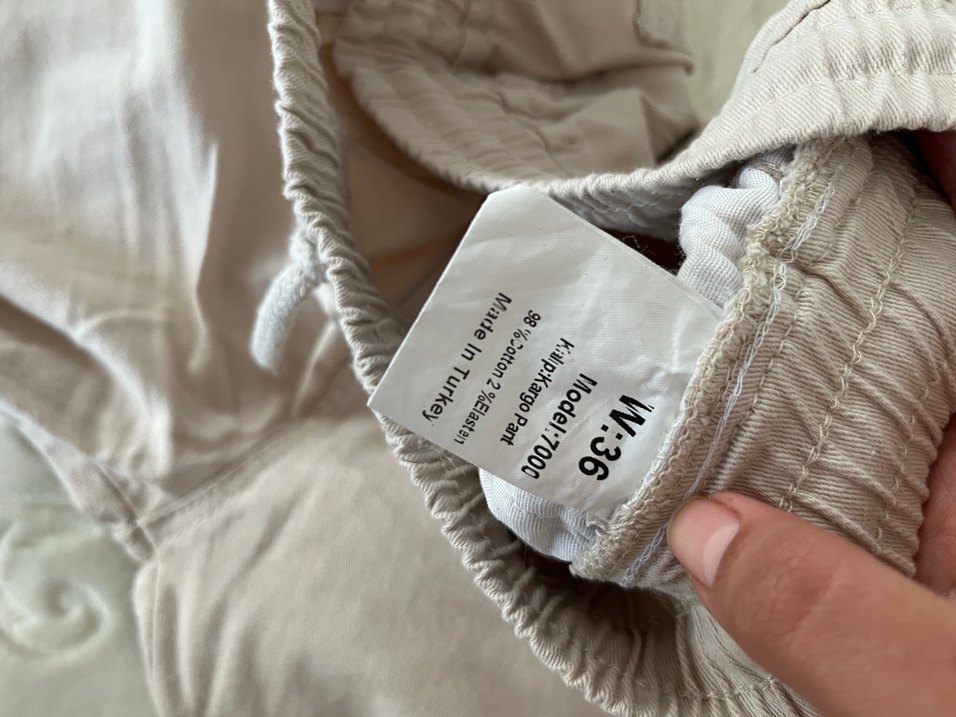 Beli lastikli Bej Keten Kadın Pantolon 40 bedene kadar uyumlu - Görsel 2