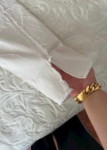 Çok açık krem renk Kadın Denim Pantolon 44 - Görsel 3