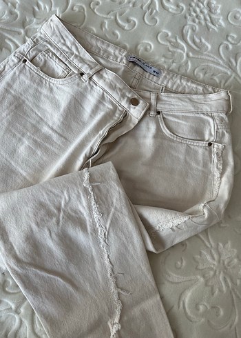 Çok açık krem renk Kadın Denim Pantolon 44 - Görsel 4