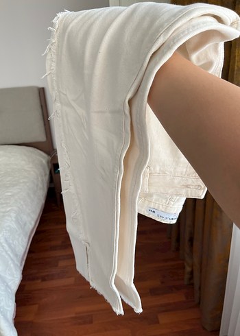 Çok açık krem renk Kadın Denim Pantolon 44 - Görsel 7