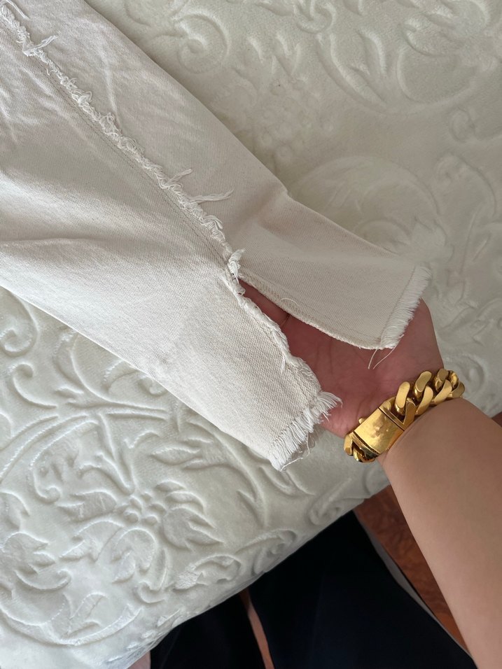 Çok açık krem renk Kadın Denim Pantolon 44 - Görsel 3