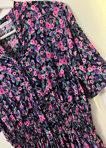 Mor Bağlamalı Uzun Bohem Elbise - Görsel 3