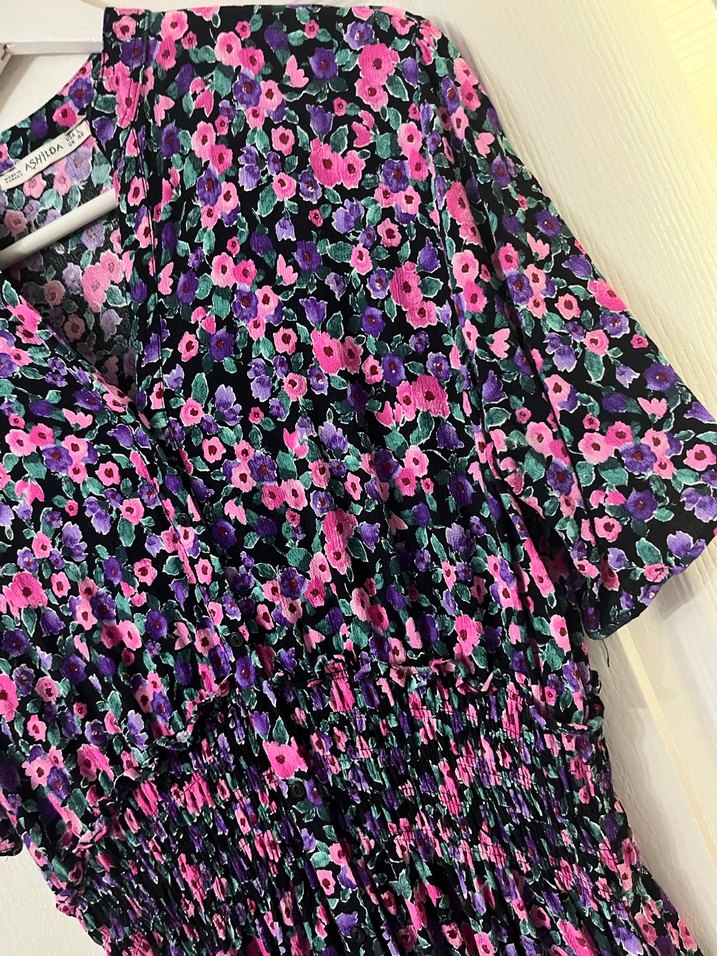 Mor Bağlamalı Uzun Bohem Elbise - Görsel 3