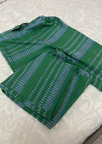 Yeşil Gri Pilili Bohem Kadın İspanyol tayt pantolon - Görsel 2