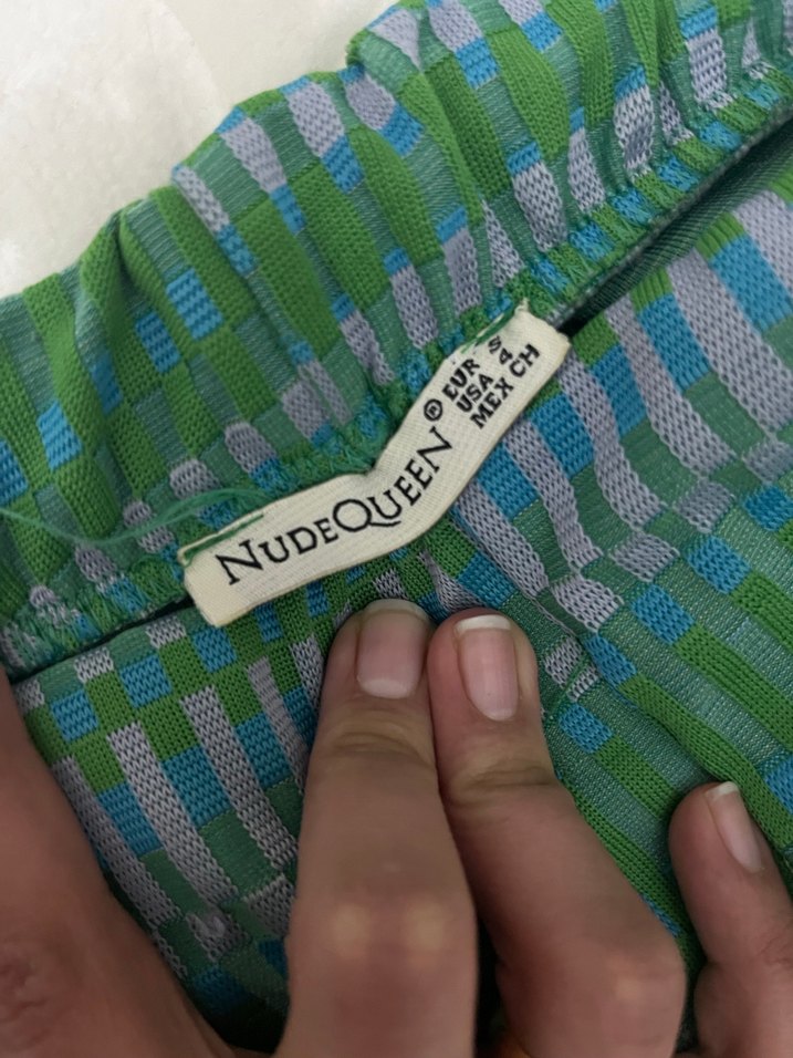 Yeşil Gri Pilili Bohem Kadın İspanyol tayt pantolon - Görsel 3