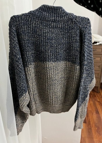 Gri Örgü Boğazlı Kadın Kazak - Görsel 2