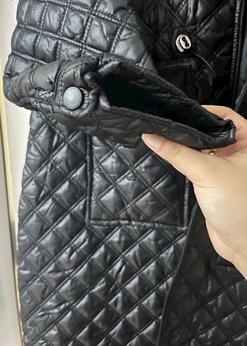 Düğmeli Siyah Kadın Ceket mont kapitone - Görsel 7