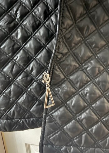 Düğmeli Siyah Kadın Ceket mont kapitone - Görsel 3