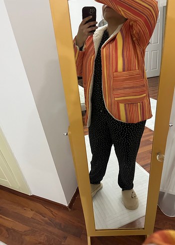 Kapüşonlu Bohem Tarzı Kadın Ceket çift taraflı - Görsel 3