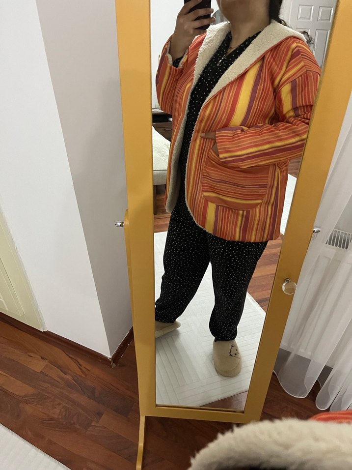 Kapüşonlu Bohem Tarzı Kadın Ceket çift taraflı - Görsel 2