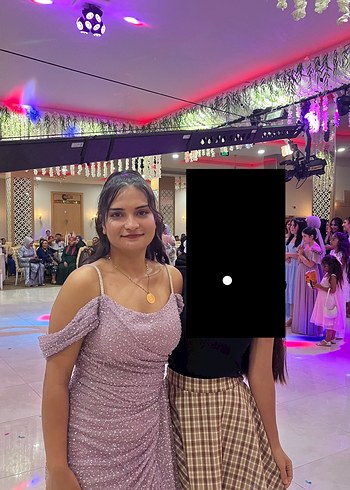 Uzun, Drapeli, Kayık Yaka Lila Kadın abiye - Görsel 2