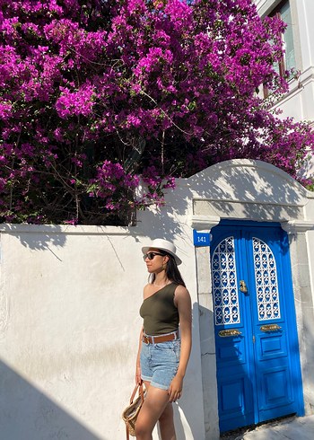 Bohem Tarz kot Kadın Bermuda Şort - Görsel 3