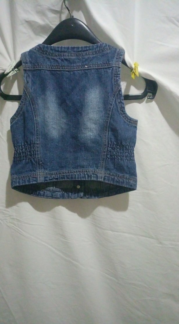 Düğmeli Mavi Kot Yelek - Görsel 4