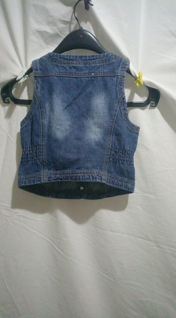 Düğmeli Mavi Kot Yelek - Görsel 3