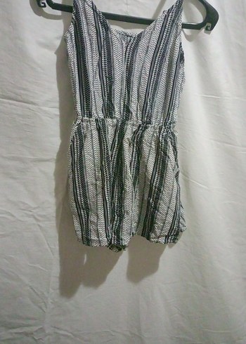 Kadın Bohem Gri Beyaz Kısa Tulum - Görsel 2