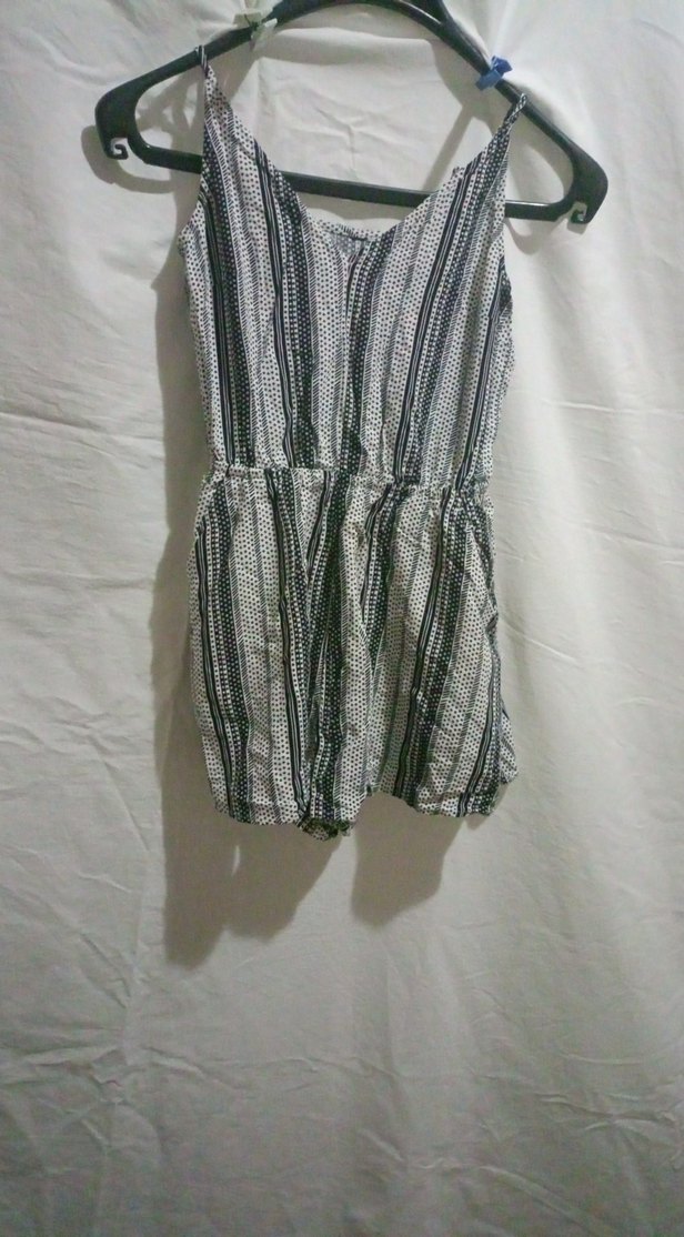 Kadın Bohem Gri Beyaz Kısa Tulum - Görsel 2