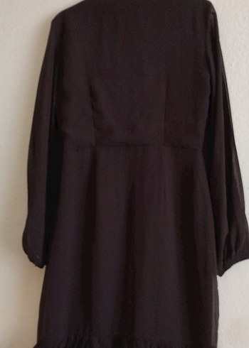 Uzun Kollu aci kahve firfirli Kadın Elbise - Görsel 2