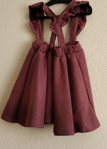 Bordo Kız Çocuk Fırfırlı Elbise - Görsel 2