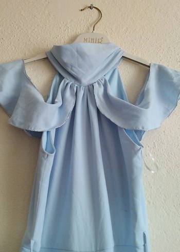 Mavi Straplez Uzun Keten Tulum - Görsel 2