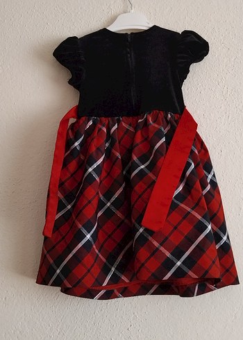 Kırmızı Ekoseli Fiyonklu Kız Elbisesi - Görsel 3