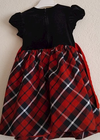 Kırmızı Ekoseli Fiyonklu Kız Elbisesi - Görsel 2