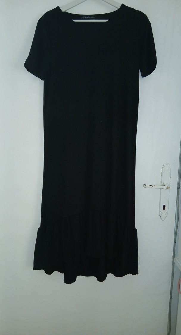 Siyah Uzun Dökümlü kadın elbise - Görsel 5