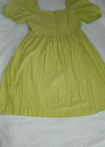 Yeşil Keten Midi Kadın Elbise - Görsel 3