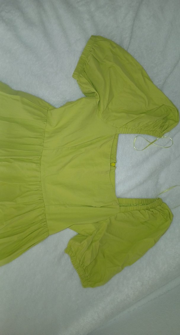 Yeşil Keten Midi Kadın Elbise - Görsel 2