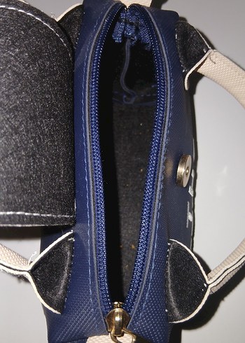 Mavi Baskılı Deri Fermuarlı Kadın Çanta - Görsel 4