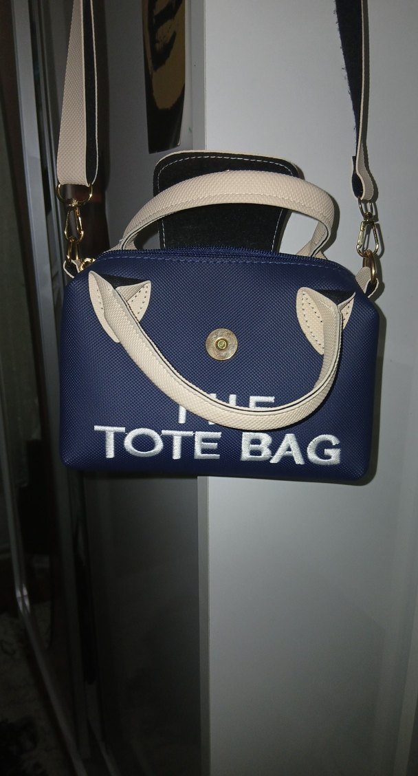 Mavi Baskılı Deri Fermuarlı Kadın Çanta - Görsel 2