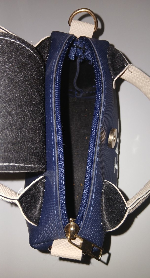 Mavi Baskılı Deri Fermuarlı Kadın Çanta - Görsel 4