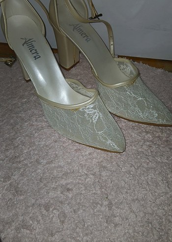 beyaz dantelli gelin ayakkabısı - Görsel 2