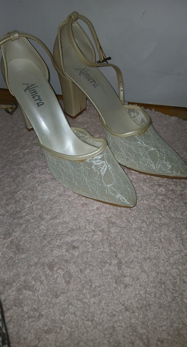 beyaz dantelli gelin ayakkabısı - Görsel 2