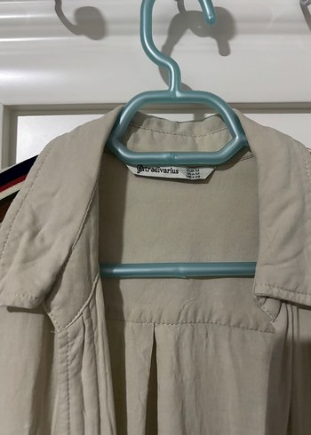 Bej Kadın Keten Uzun Kollu Gömlek - Görsel 2