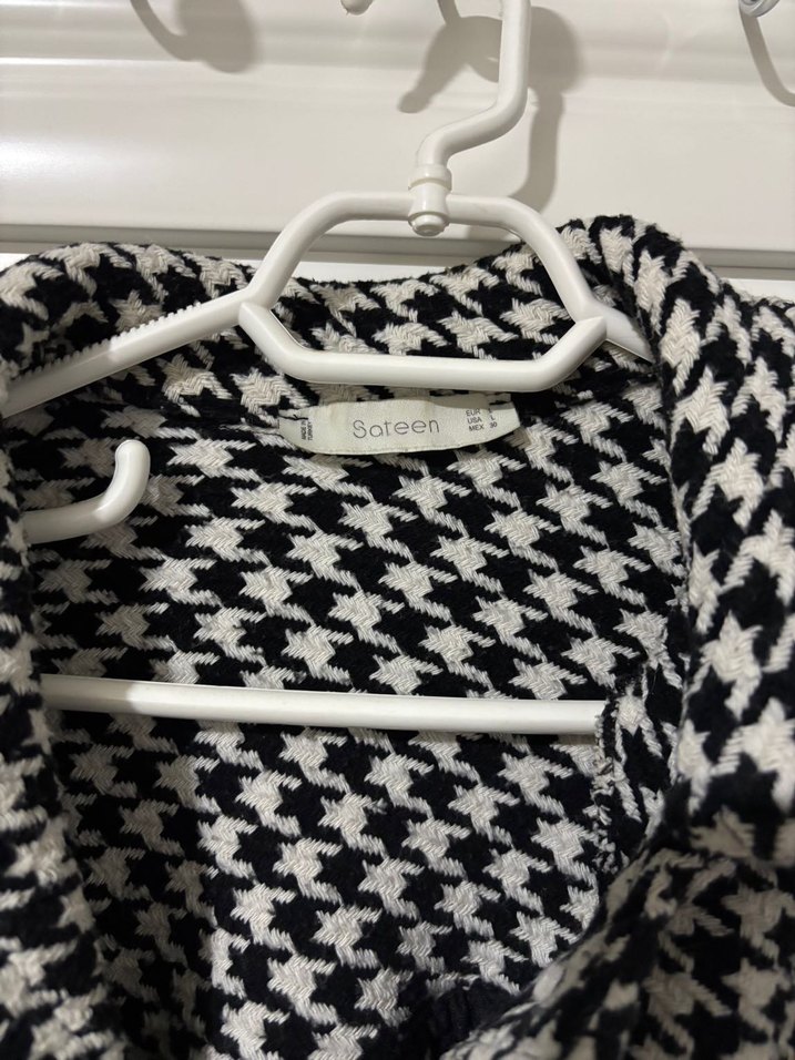 Siyah Beyaz Ekose Kadın Ceket - Görsel 2