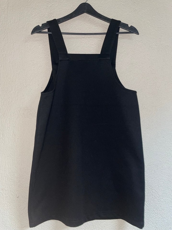 Siyah Midi Kısa Askılı Elbise - Görsel 2