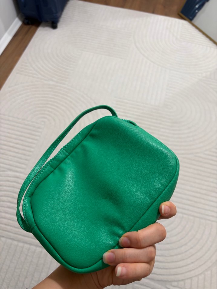 Yeşil Deri Kadın Çapraz Çanta - Görsel 4