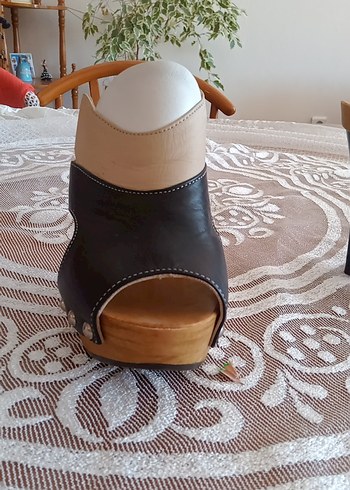 siyah bej Desenli Platform Topuklu Kadın Ayakkabı - Görsel 5