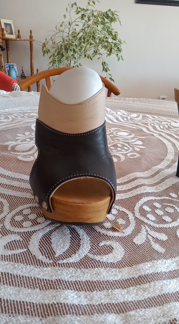 siyah bej Desenli Platform Topuklu Kadın Ayakkabı - Görsel 5