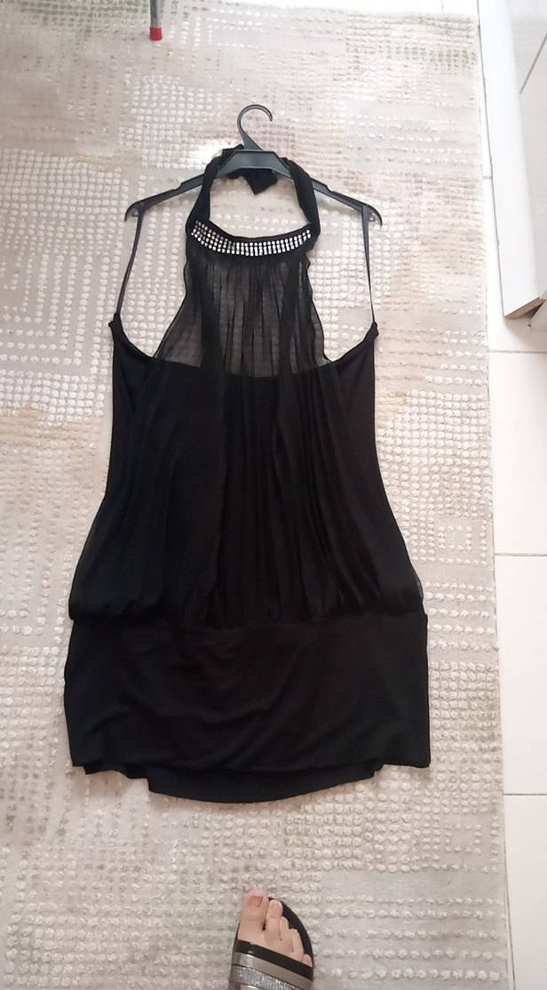 Siyah Drapeli Midi Gotik Parti bluz - Görsel 2