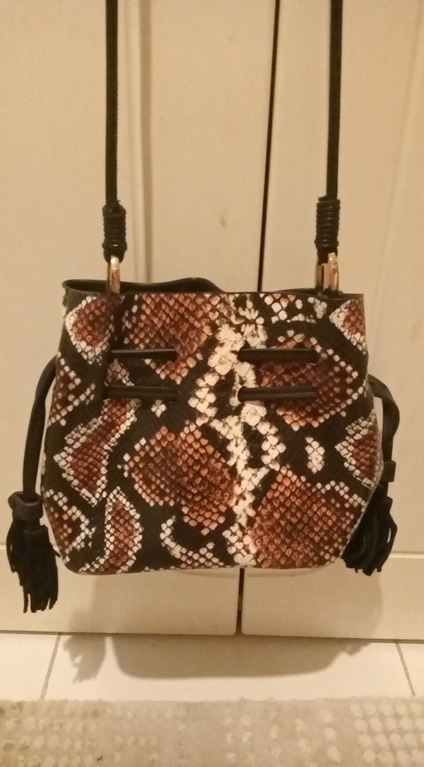 mango Yılan Desenli Deri  Çanta - Görsel 2