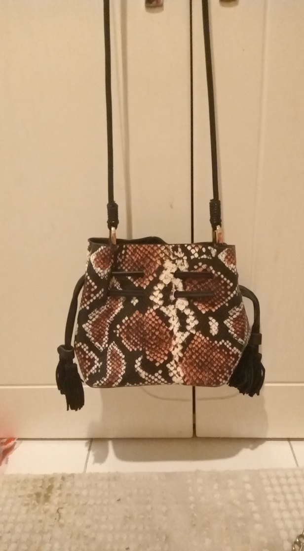 mango Yılan Desenli Deri  Çanta - Görsel 3