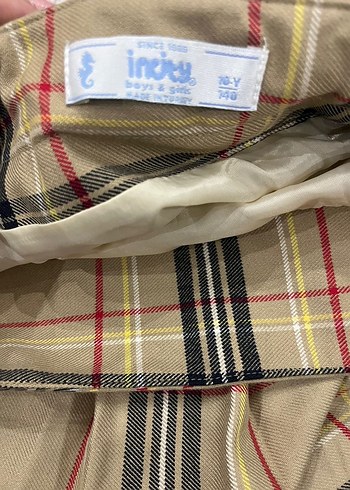 Bej Ekose Desenli  Mini Etek - Görsel 3