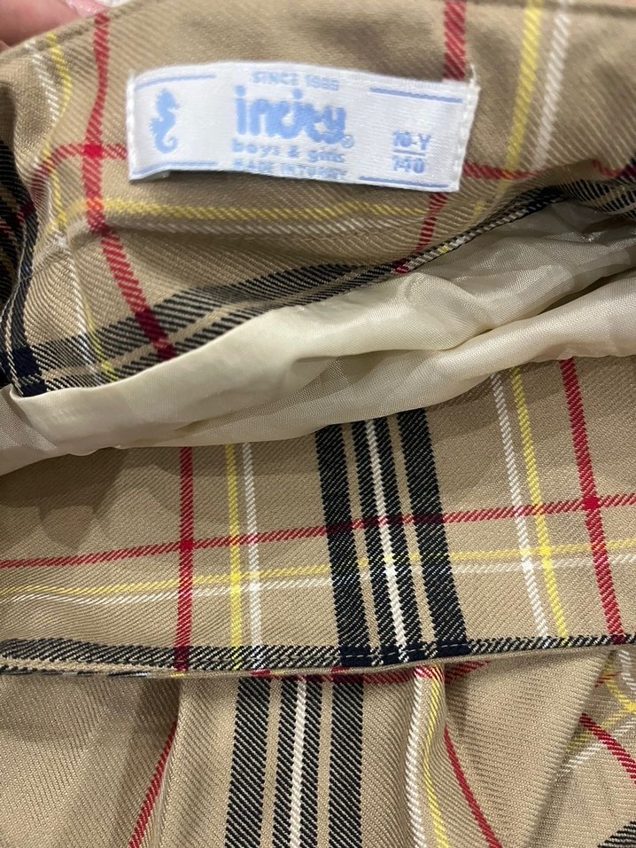 Bej Ekose Desenli  Mini Etek - Görsel 3