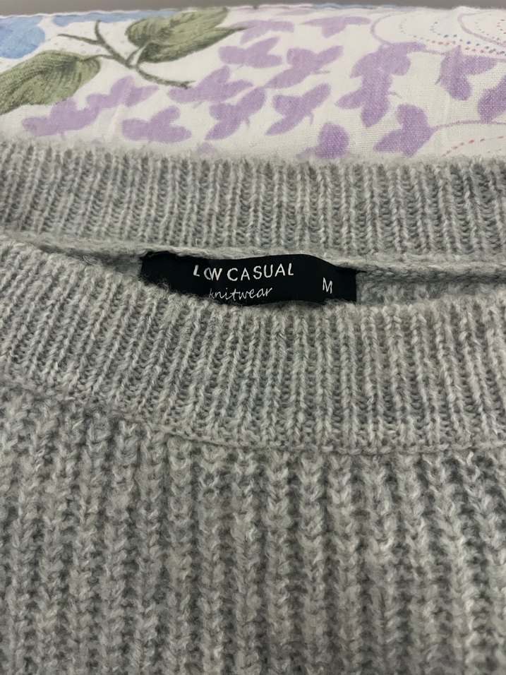 Nakışlı Gri  Örgü Kadın Kazak - Görsel 2