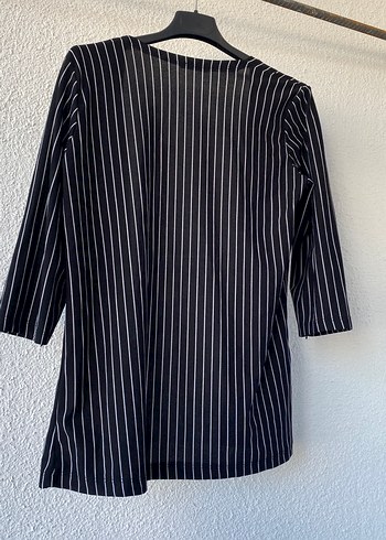 Çizgili Keten Midi Kimono - Görsel 4