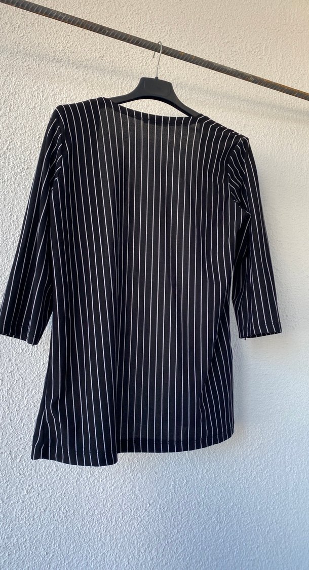 Çizgili Keten Midi Kimono - Görsel 4