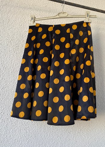 Sarı Puantiyeli Pileli Midi Etek - Görsel 2