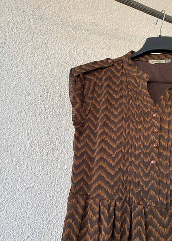 Kahverengi Bohem Midi Elbise - Görsel 4